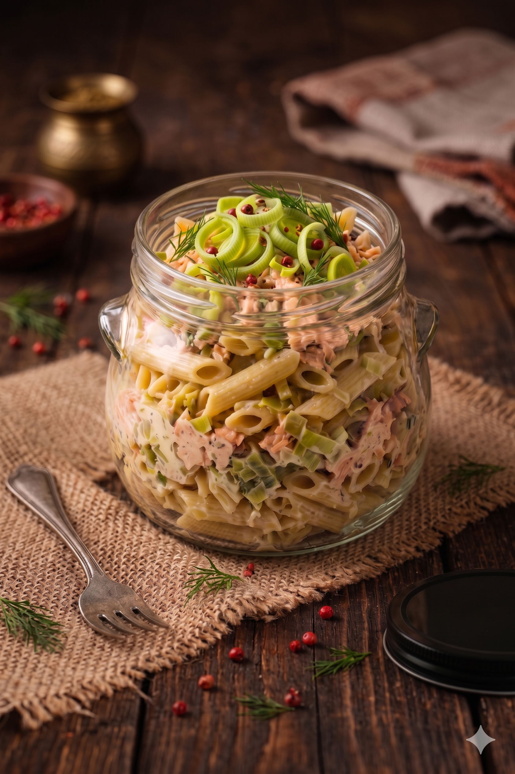 Pâtes au saumon & poireaux